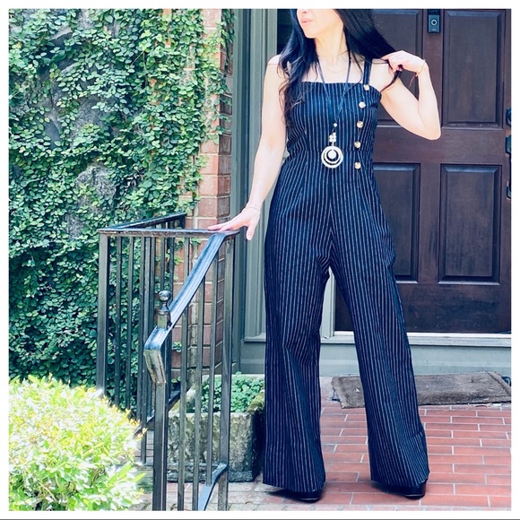 ✨LAST ONE ✨BLACK STRIPES TANK WIDE LEG JUMPSUIT - Picture 7 of 8